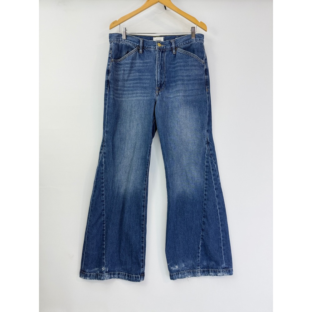 Frame Le Baggy Palazzo Jeans Womens 31 Blue Seafarer High Rise Wide Leg LBP207